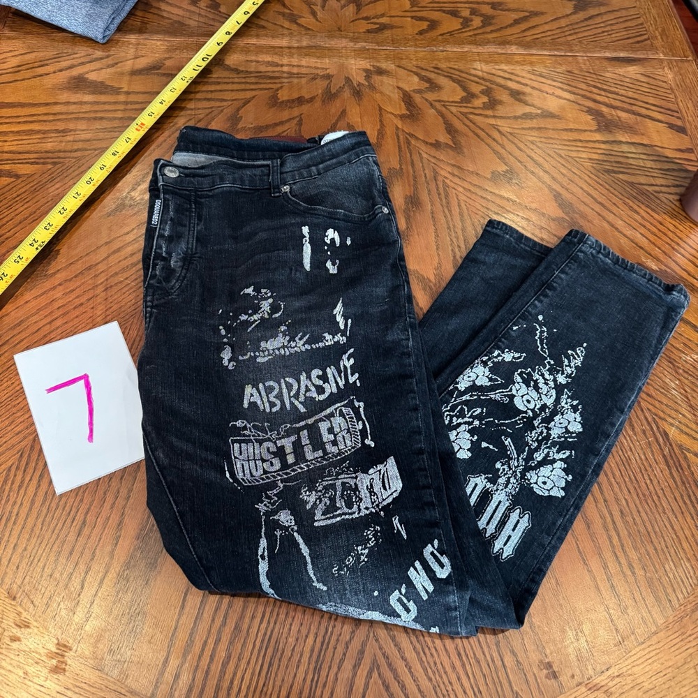 DSQUARED2 Black Distressed Graphic Jeans